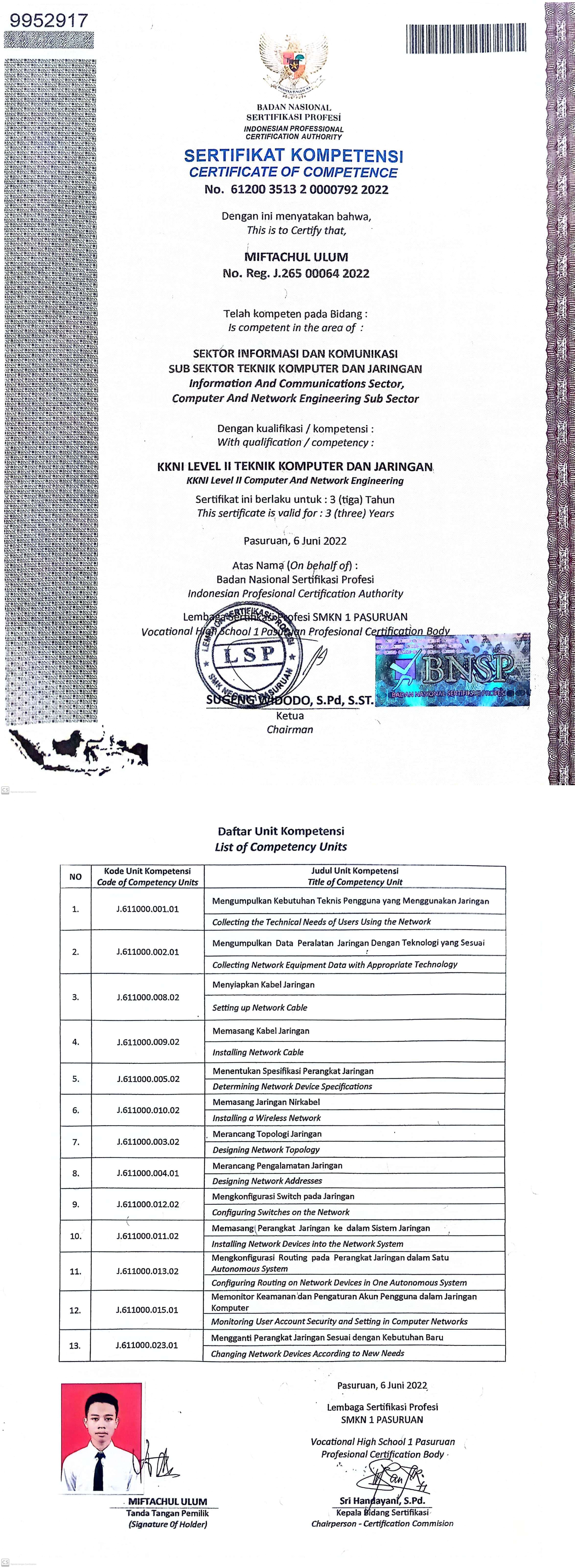 Certifications BNSP