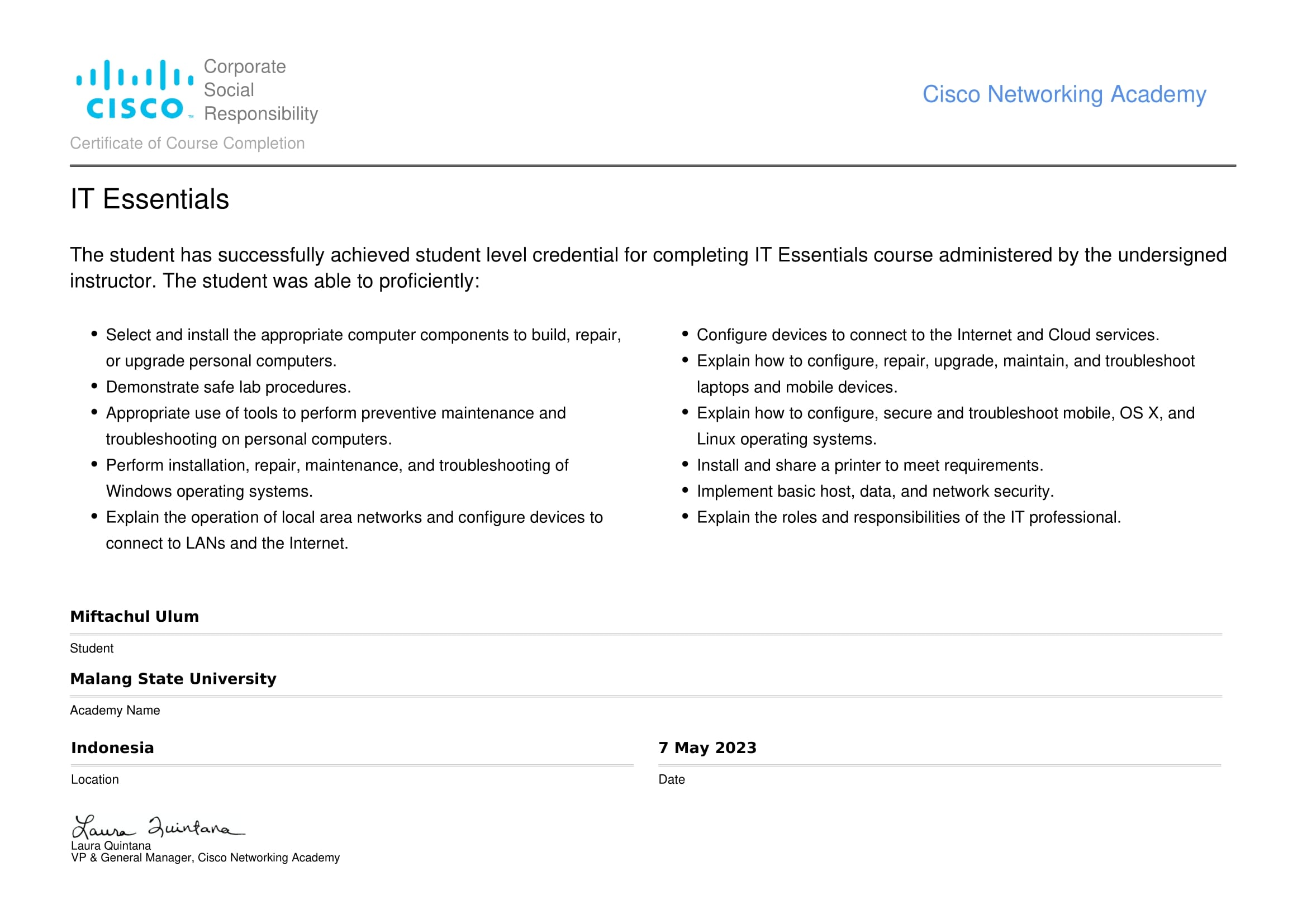 Certifications Cisco