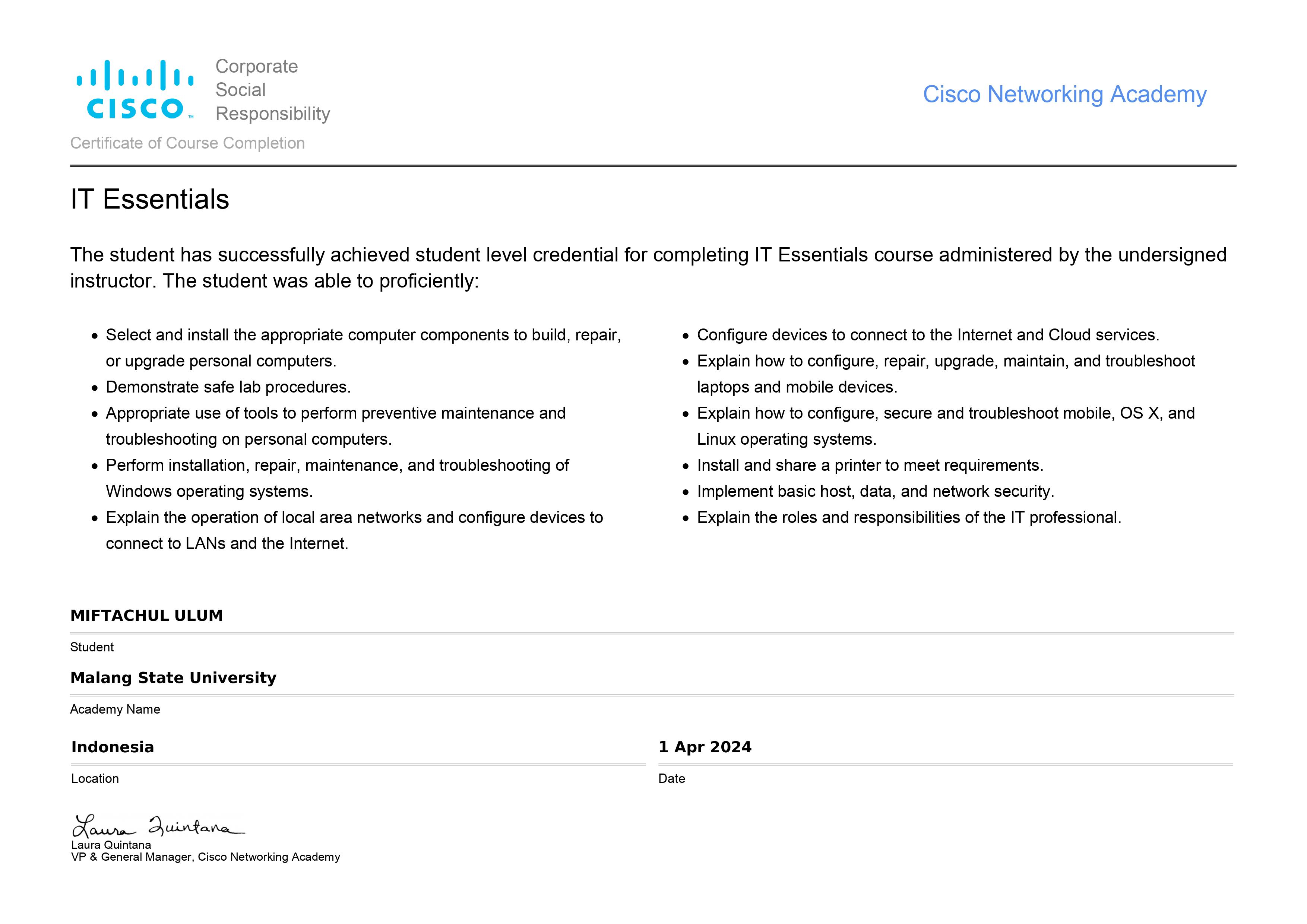 Certifications Cisco