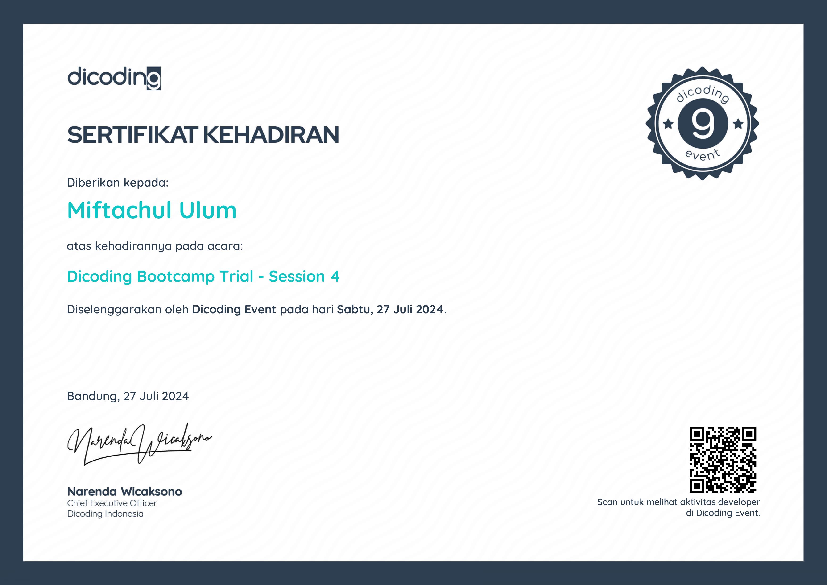 Certifications Dicoding